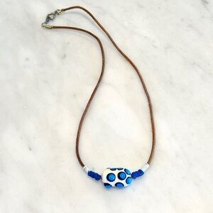 Lampwork Bead Cord Necklace 19”